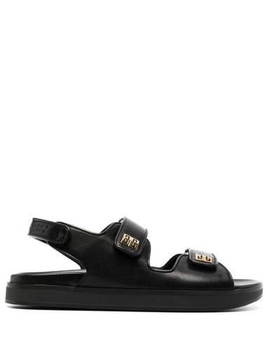 4G Strap Leather Flat Sandals Black - GIVENCHY - BALAAN 1