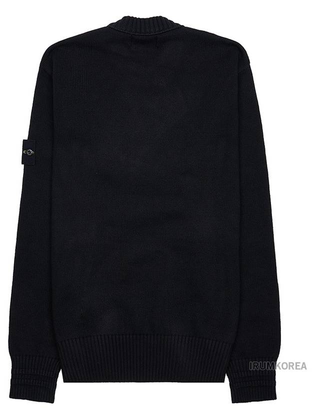 Round Neck Wappen Organic Knit Top Black - STONE ISLAND - BALAAN 3