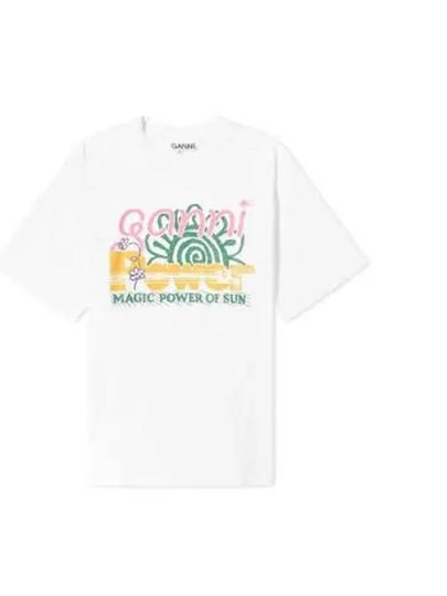 Relaxed Power of Sun Cotton Short Sleeve T-Shirt White B0481010388 - GANNI - BALAAN 2