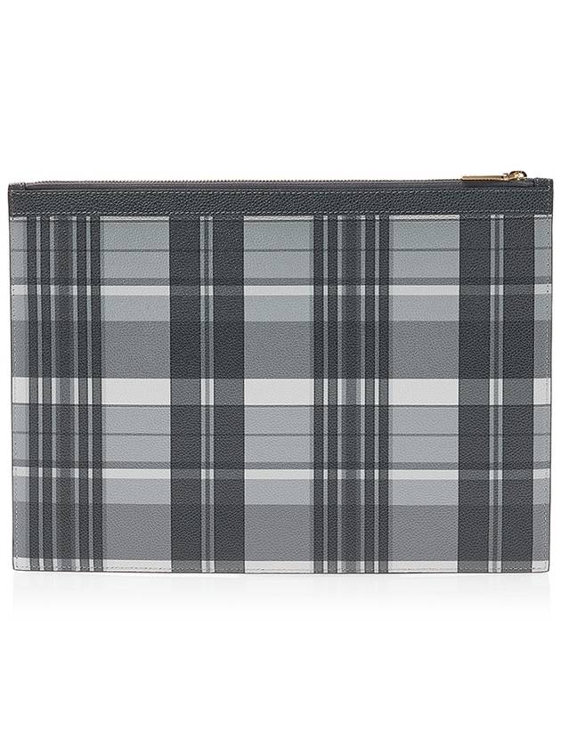 Madras 4 Bar Stripe Clutch Bag Grey - THOM BROWNE - BALAAN 4