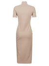 Women's FF Logo Short Sleeve Midi Dress Beige - FENDI - BALAAN 3