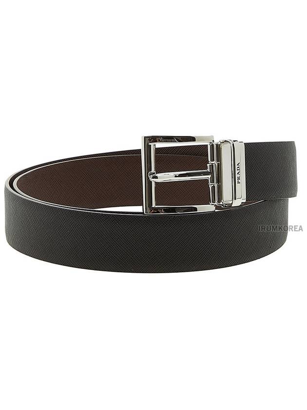 Two-Tone Reversible Saffiano Belt Black Brown - PRADA - BALAAN 4