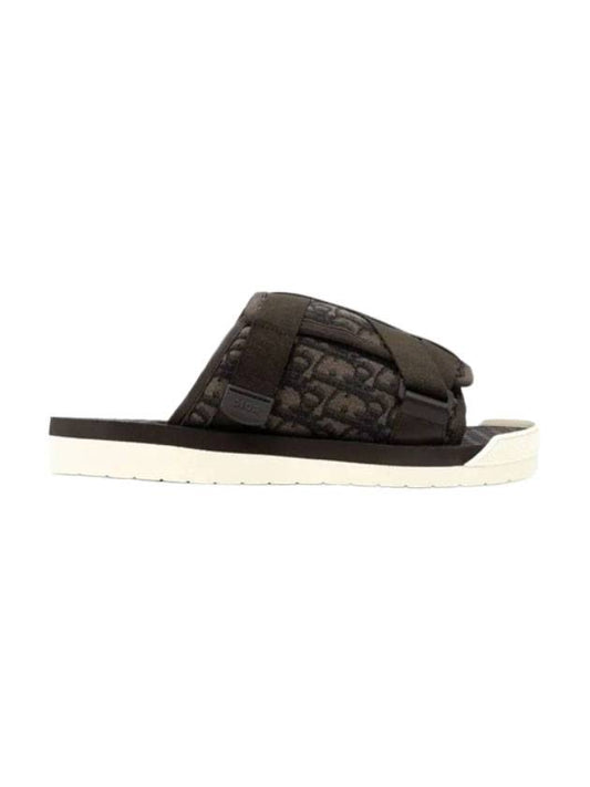 Oblique Jacquard Alpha Slippers Brown - DIOR - BALAAN.