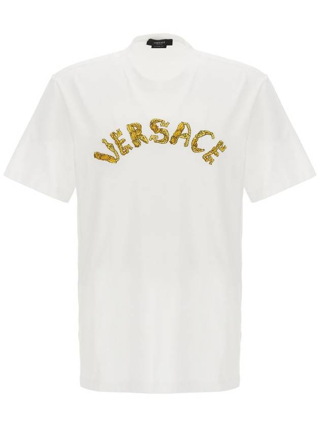 Seashell Baroque Embroidered Logo Crewneck Short Sleeve T-Shirt Black - VERSACE - BALAAN 2