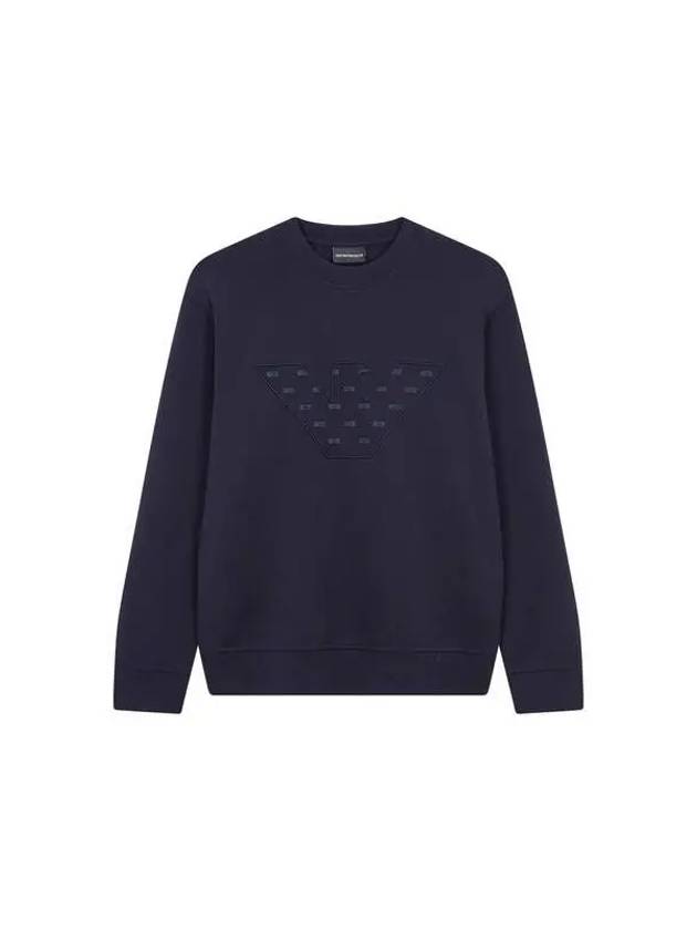 Men s Embroidered Eagle Logo Sweatshirt Navy 271123 - EMPORIO ARMANI - BALAAN 1