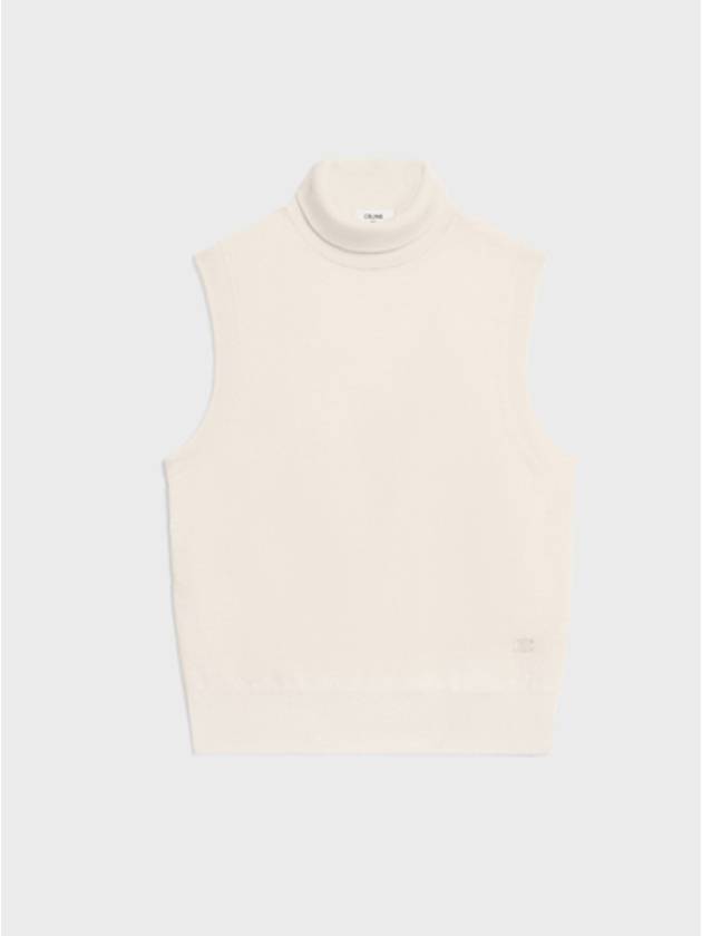 Triomphe Embroidered Turtleneck Sleeveless Off-White - CELINE - BALAAN 2