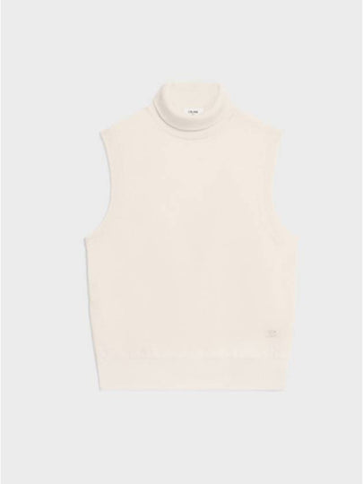 Triomphe Embroidered Turtleneck Sleeveless Off-White - CELINE - BALAAN 2