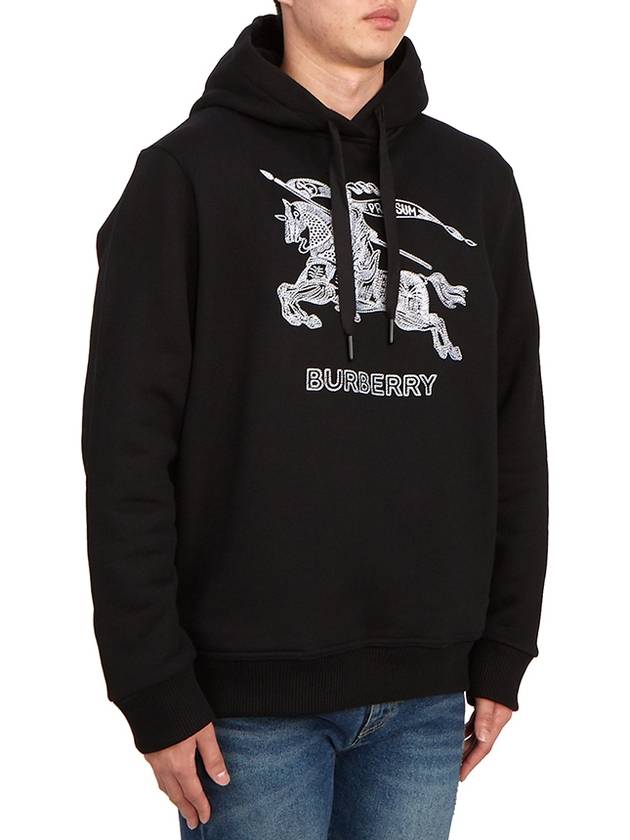 Embroidered Logo Hood Black - BURBERRY - BALAAN 4