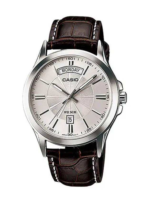 Men s Leather Wrist Watch MTP 1381L 7A - CASIO - BALAAN 1