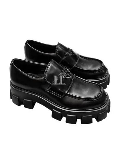 Monolith Brushed Leather Loafers Black - PRADA - BALAAN 2