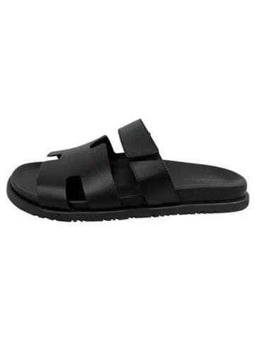 H222000Z H01 Chypre H logo calfskin sandals noir men s shoes TRM 271712 - HERMES - BALAAN 1