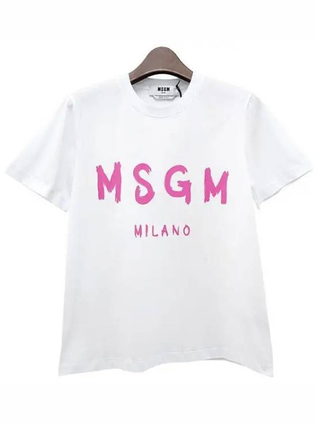 brush logo print short sleeve t shirt optic 39097544 1095696 - MSGM - BALAAN 1