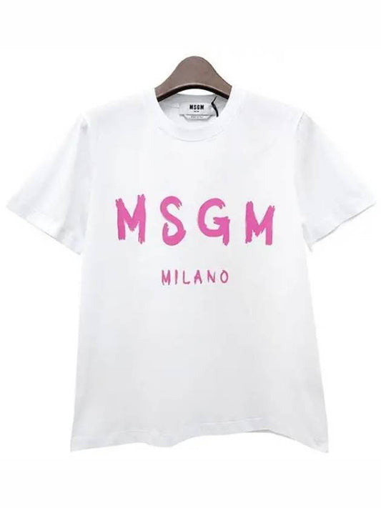 brush logo print short sleeve t shirt optic 39097544 1095696 - MSGM - BALAAN 1