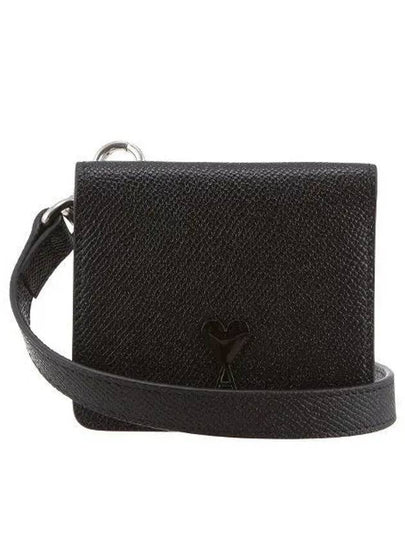 Logo Plaque Strap Card Wallet Black - AMI - BALAAN 2