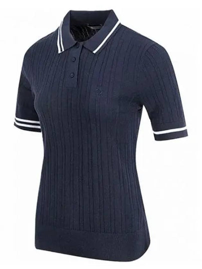 Women's Rib Cotton Short Sleeve Polo Shirt Navy - G/FORE - BALAAN 2