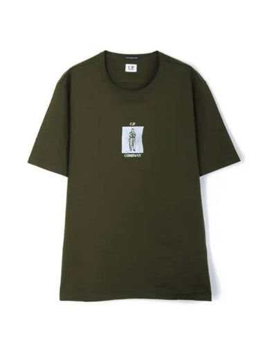 30/2 Mercerized Jersey Twisted Graphic Short Sleeve T-Shirt Green - CP COMPANY - BALAAN 1