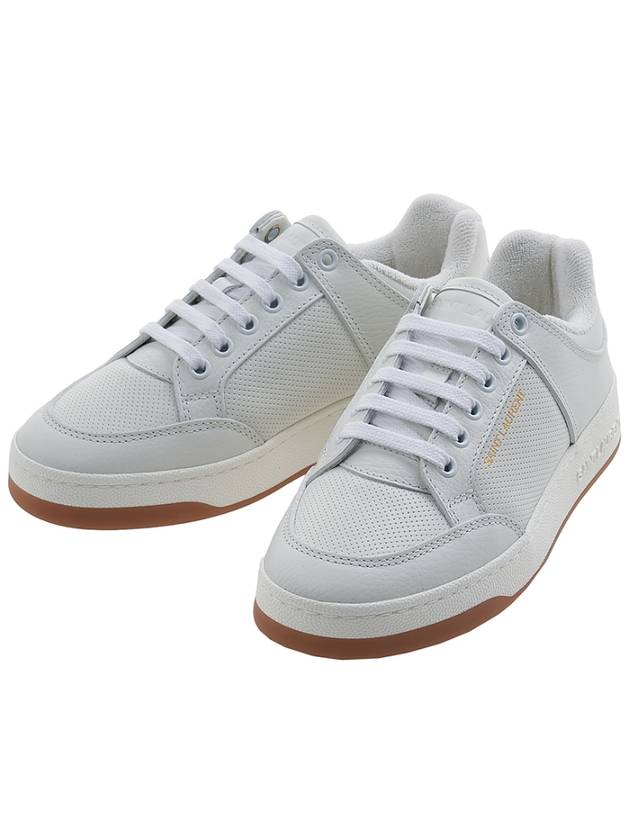 SL 61 Logo Signature Leather Low Top Sneakers White - SAINT LAURENT - BALAAN 2