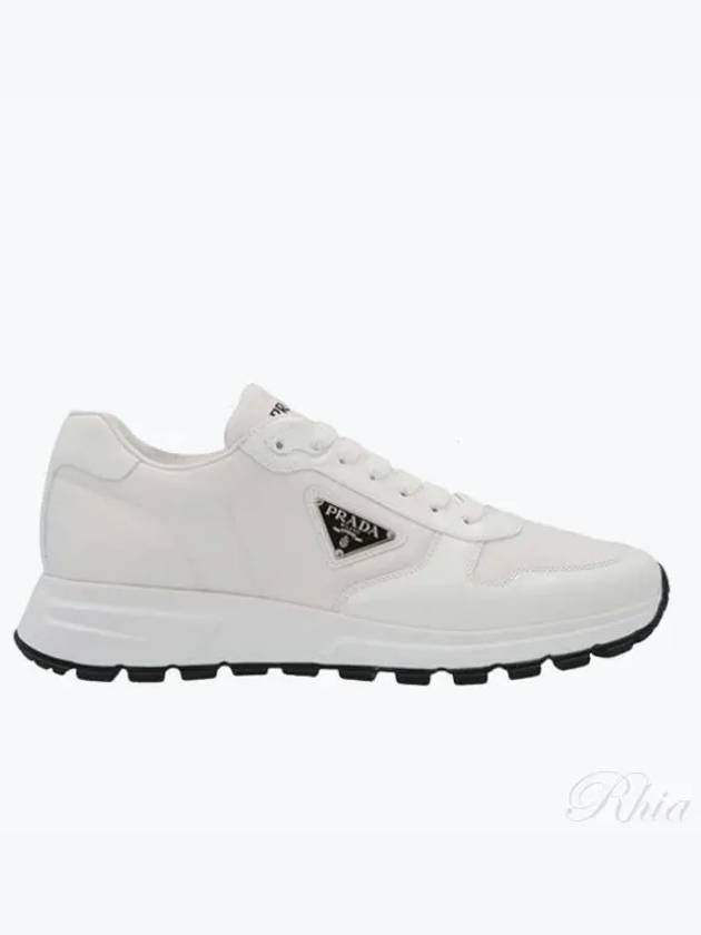 Prax 01 Re-Nylon Brushed Leather Low-Top Sneakers White - PRADA - BALAAN 2