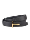 T Logo Reversible Leather Belt Black Brown - TOM FORD - BALAAN 2