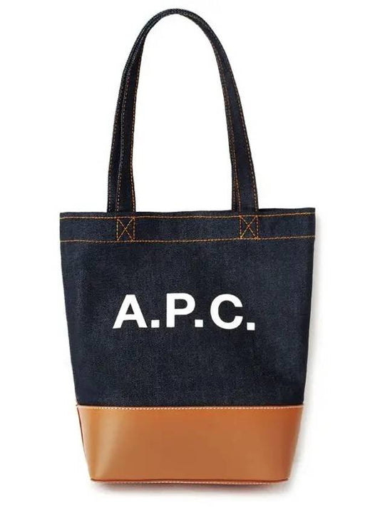 Logo Denim Axel Small Tote Bag Brown - A.P.C. - BALAAN.