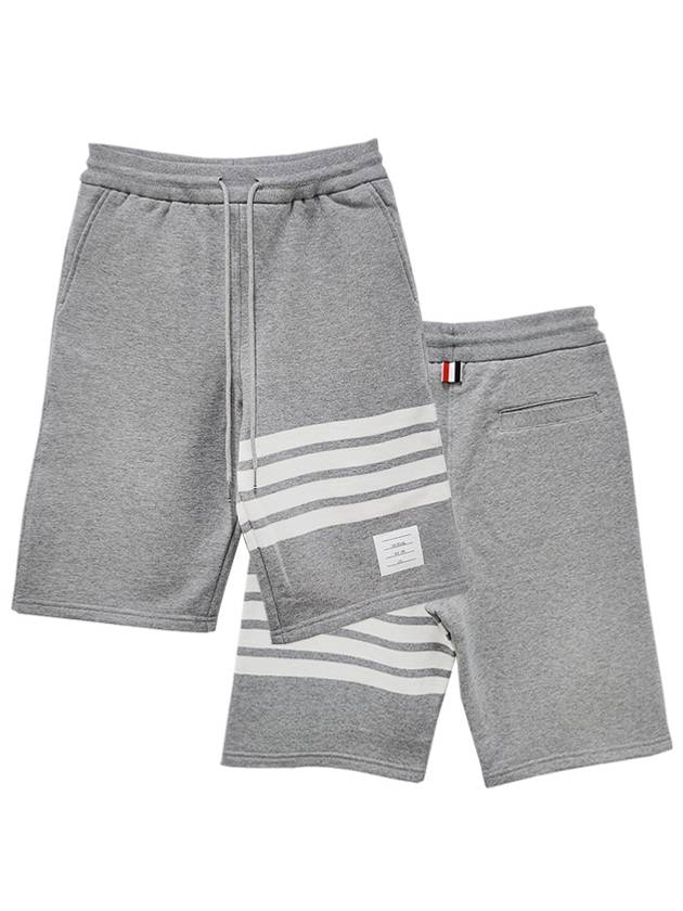 Cotton Loopback Knit Engineered 4-Bar Sweatshorts Light Grey - THOM BROWNE - BALAAN 2