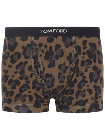 Men's Logo Leopard Briefs Light Brown - TOM FORD - BALAAN 1