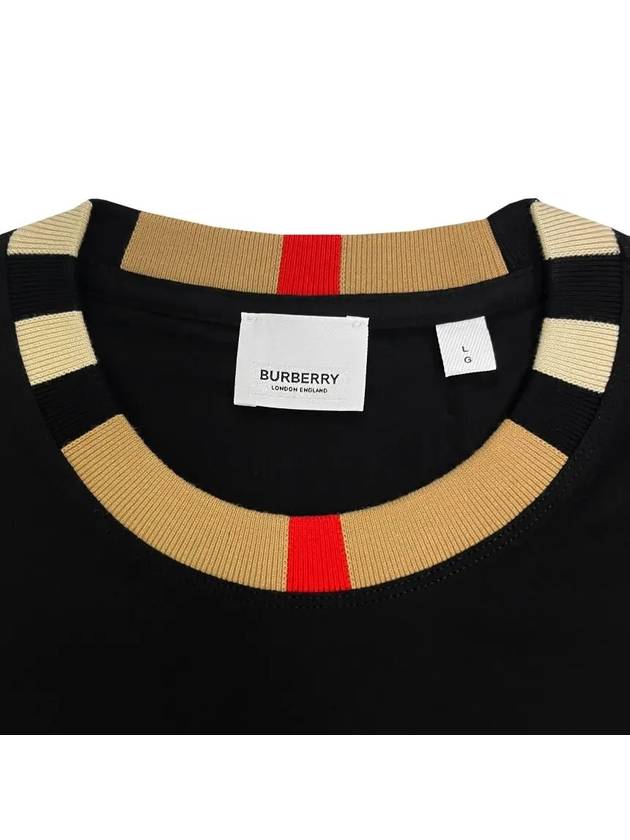 Icon Stripe Neck Short Sleeve T-Shirt Black - BURBERRY - BALAAN 4