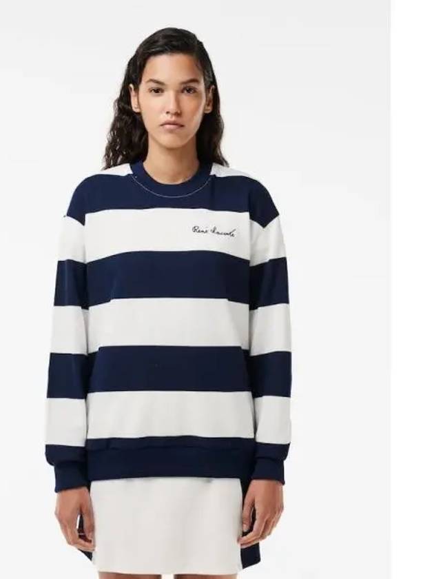 Oversized Fit Striped Long Sleeve T-Shirt Navy - LACOSTE - BALAAN 2