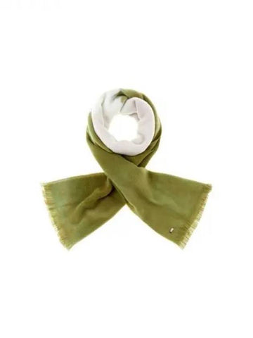 Men s Color Block Soft Wool Scarf Olive 270361 - HERNO - BALAAN 1