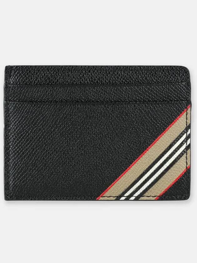 Icon Stripe Grainy Leather Card Wallet Black - BURBERRY - BALAAN 3