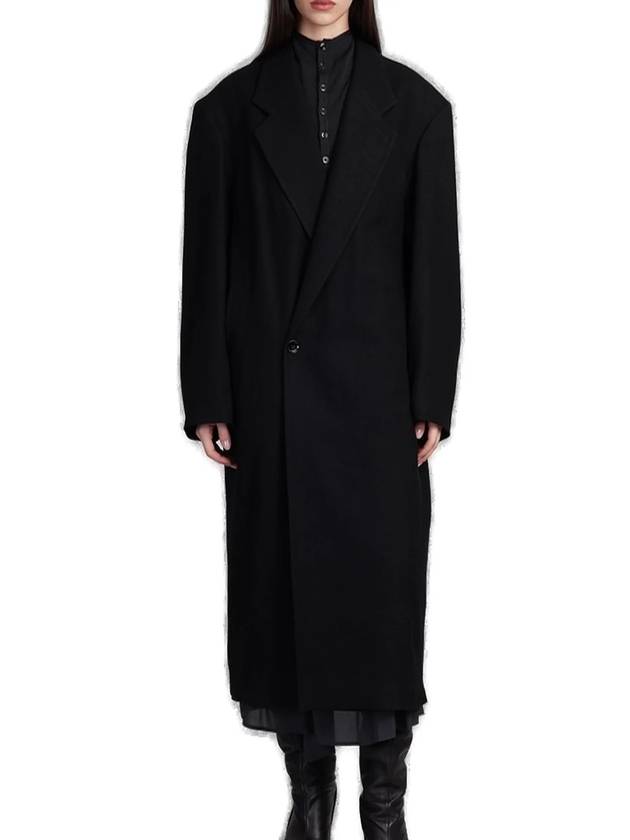 Women's Cotton Maxi Double-Breasted Coat Black - LEMAIRE - BALAAN 2