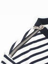 18SS Striped Zipper Anchor Patch Biker Sweatshirt White Navy S8H6252 J141B 159 - BALMAIN - BALAAN 5