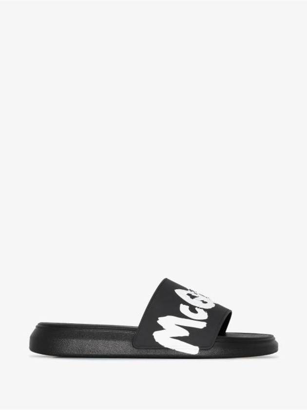 Men's Graffiti Rubber Pool Slippers Black - ALEXANDER MCQUEEN - BALAAN 8