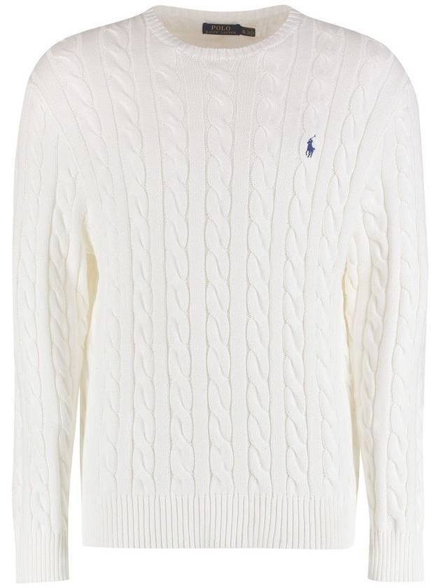 Embroidery Logo Cable Knit Top White - POLO RALPH LAUREN - BALAAN 1