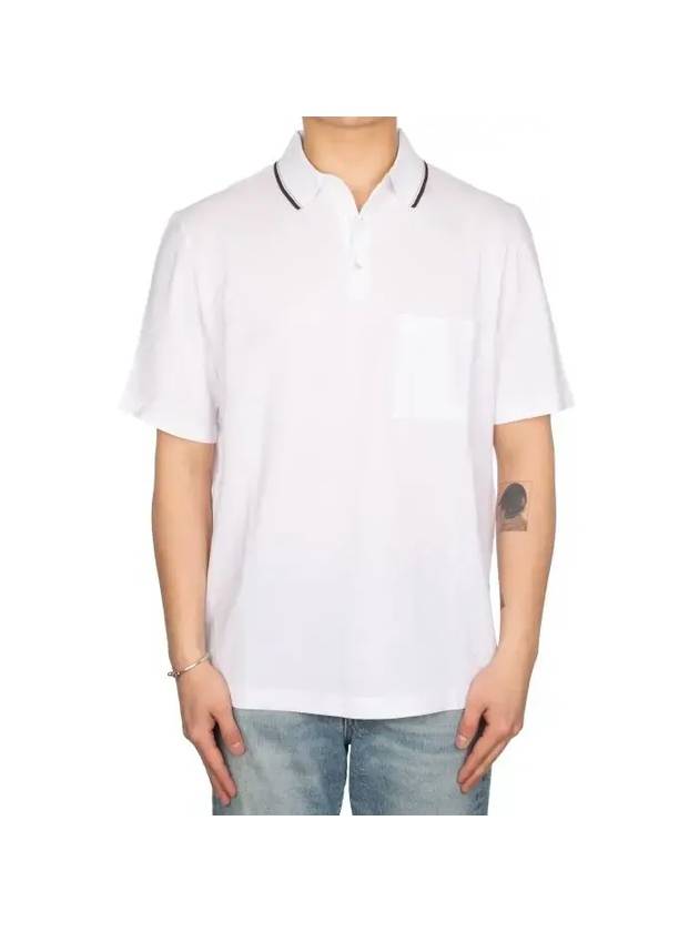 Piqures Sellier Collar Polo Shirt White - HERMES - BALAAN 1