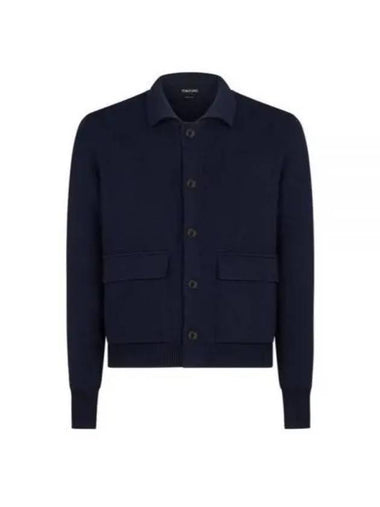 Wool Silk Cardigan Navy - TOM FORD - BALAAN 1