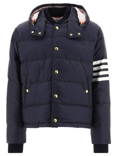 Downfilled Nylon 4-Bar Bomber Padding Navy - THOM BROWNE - BALAAN 2