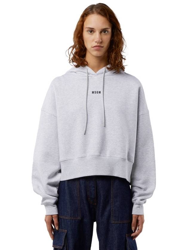 Micro Logo Cotton Hoodie Grey - MSGM - BALAAN 3