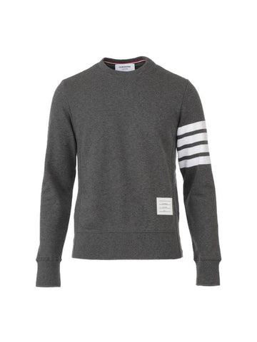 Engineered 4 Bar Stripe Loopback Jersey Knit Crewneck Sweatshirt Dark Grey - THOM BROWNE - BALAAN 1