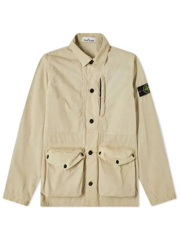 Wappen Patch Old Effect Cotton Zip-up Jacket Beige - STONE ISLAND - BALAAN 2