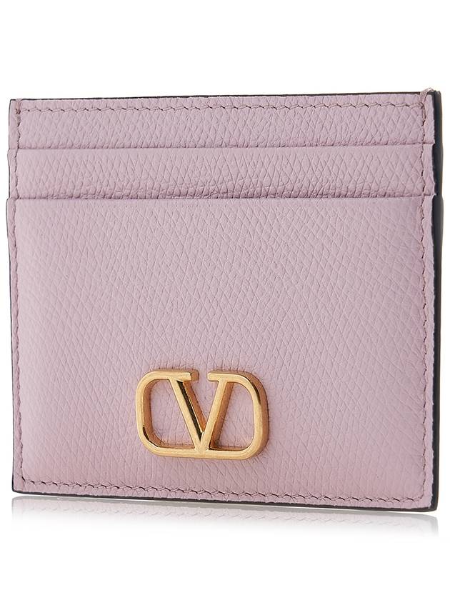 V Logo Signature Card Wallet Pink - VALENTINO - BALAAN 3