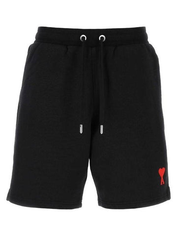 Men's Small Heart Logo Drawstring Shorts Black - AMI - BALAAN 1