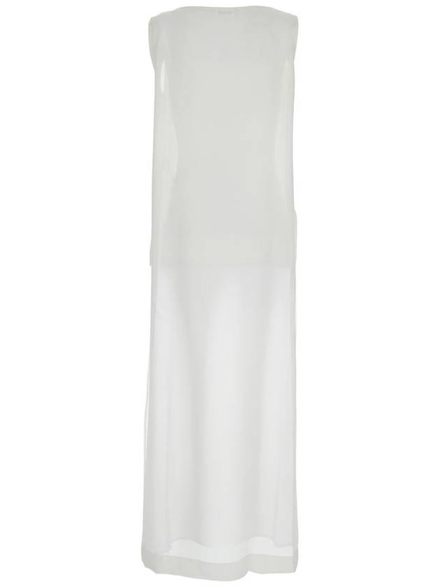 White Crewneck Sleeveless Blouse With Side Vents In Silk Woman - P.A.R.O.S.H. - BALAAN 2