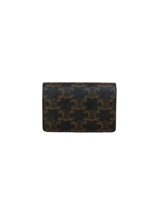 Triomphe Canvas Business Card Wallet Black - CELINE - BALAAN 1