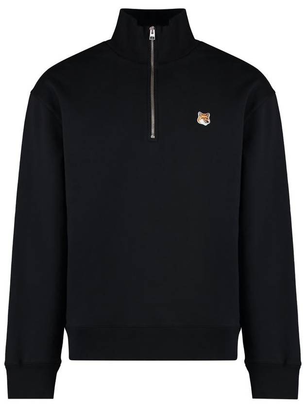 Fox Head Patch Half Zipper Sweatshirt Black - MAISON KITSUNE - BALAAN 3