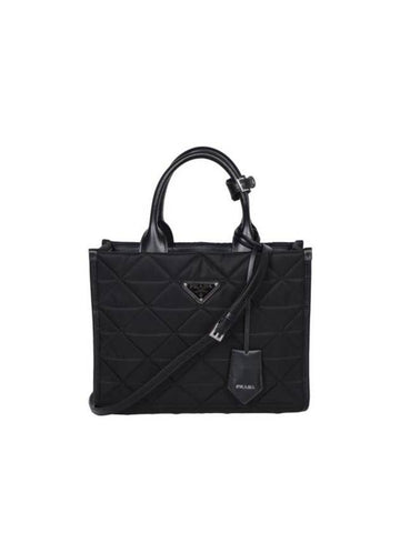 Triangle Logo Jagard Tote Bag Black - PRADA - BALAAN 1