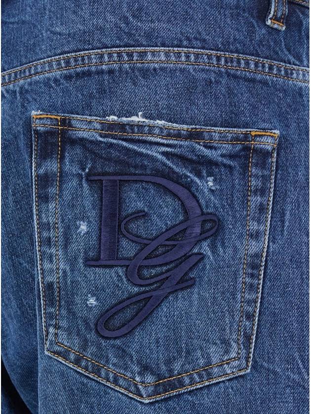 Blue Jeans With Rear Logo Detail In Denim Man - DOLCE&GABBANA - BALAAN 3