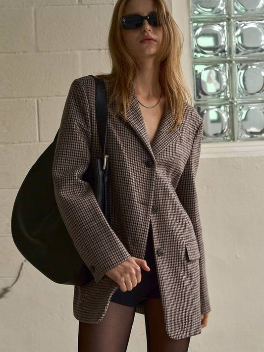 WOMEN S JACKET WOOL CHECK SINGLE - SIGREAT - BALAAN 1