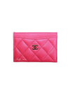 Classic Card Holder Grained Shiny Calfskin Gold Metal Fuchsia - CHANEL - BALAAN 1