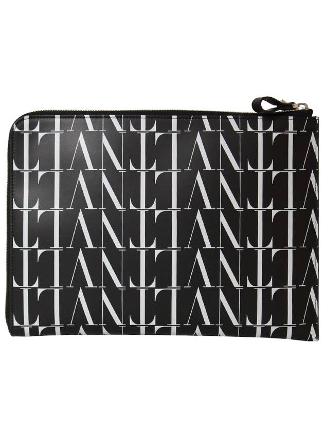 All Over VLTN Logo Clutch Bag Black - VALENTINO - BALAAN.